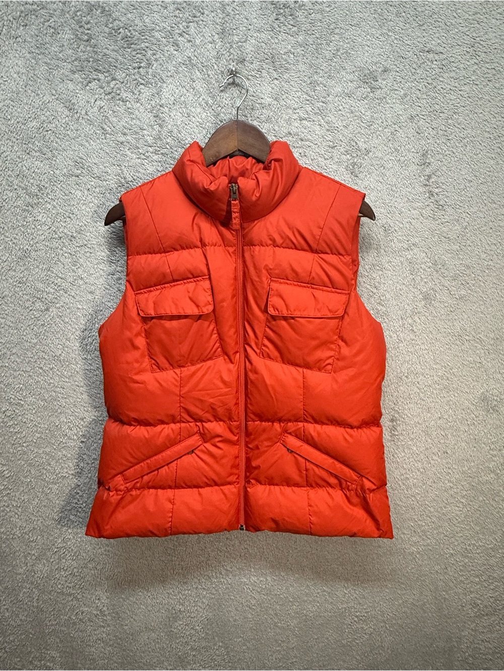 Vintage Tommy Hilfiger Bright Orange Quilted Puffer Vest Jacket Women's